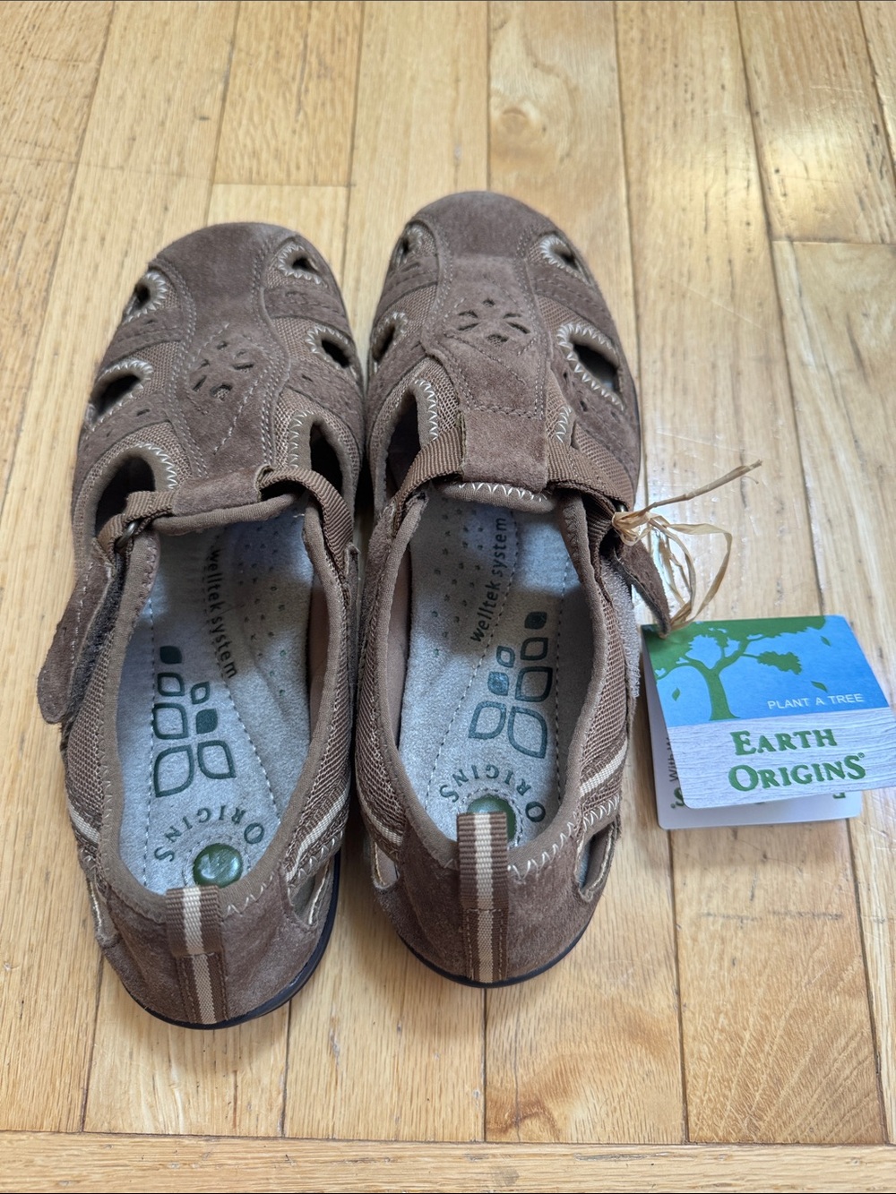 Earth Origins Welltek Brown Suede-Look Slip-On Sandals